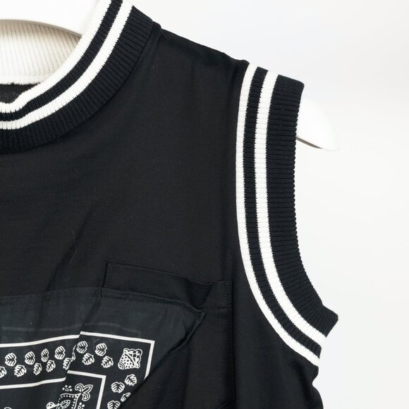Sacai R/19 Black Cotton-Jersey Bandana-Drape Tank - Picture 4 of 6